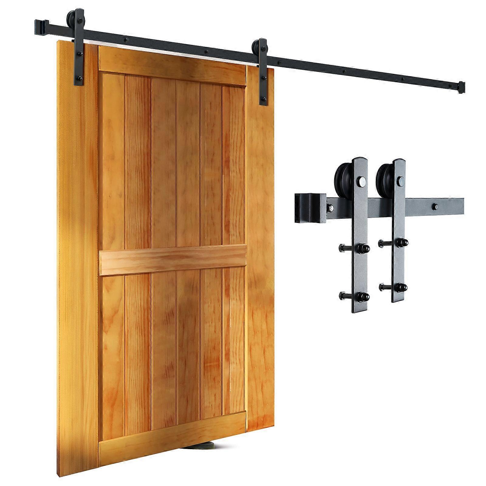 8FT Schiebetür-Hardware-Kit, 330LBS, für Einzeltür, mit glatter und leiser Umlenkrolle (I-Form)