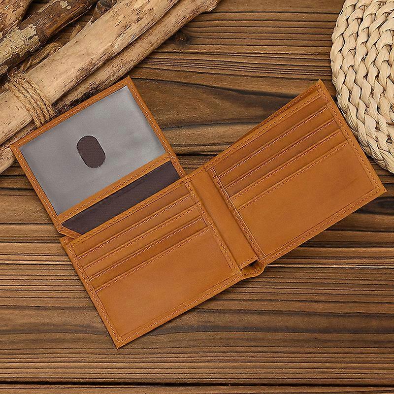 Brown Custom Laser Engraved Slim Billfold Wallet - Lightweight Personalized Gift for Fans