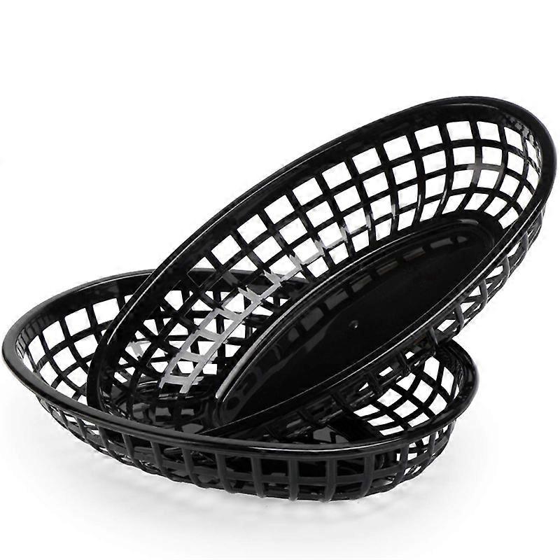 24Pcs Plastic Basket Serving Tray French Fries Basket Oval Fast Food Tray Restaurant Bar Fries Food