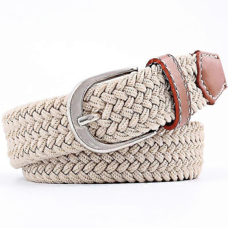 Canvas Buckle Belt,unisex Elasticated Webbing, Braided Trim Stretch , 110cm