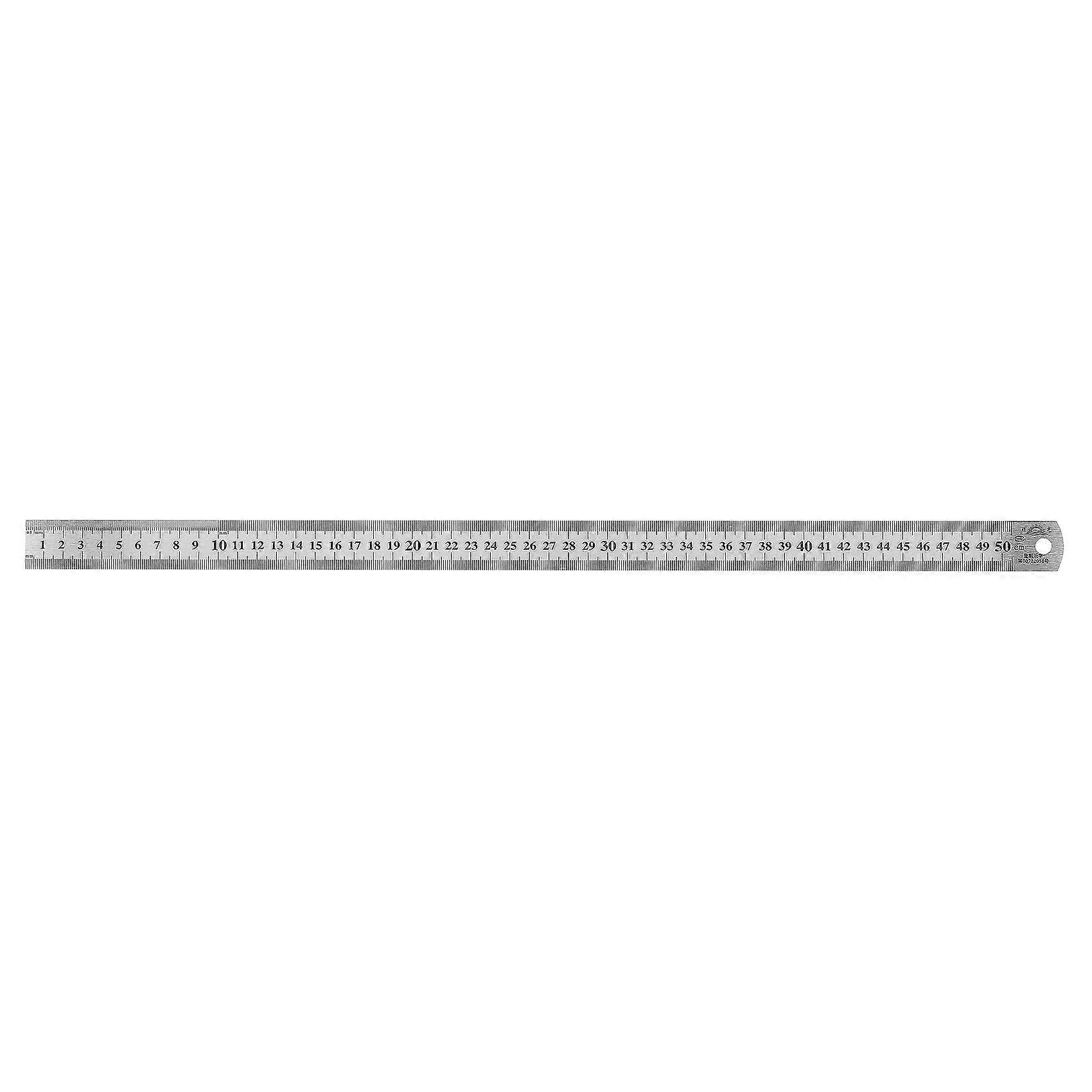 Rostfri metrisk linjal, 50 cm, spår höger, metrisk linjal i rostfritt stål