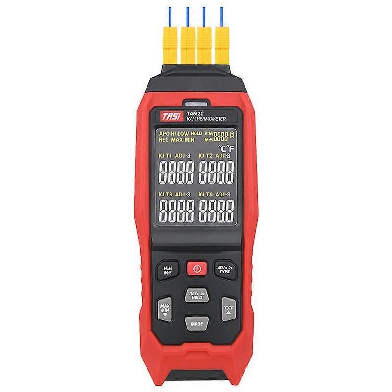 TASI Contact Temperature Meter K-Type Thermocouple Probe Thermometer, Style: TA612C 4 Channels