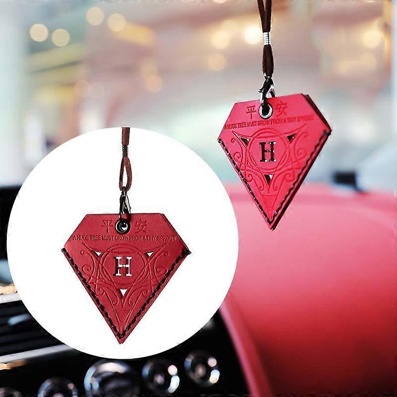 Car Pendant Triangular Ping An Charm Bag Leather Rearview Mirror Ornament Triangular Red