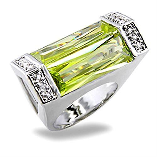 Ring Synthetic Peridot 5X006 for Women Style Rhodium