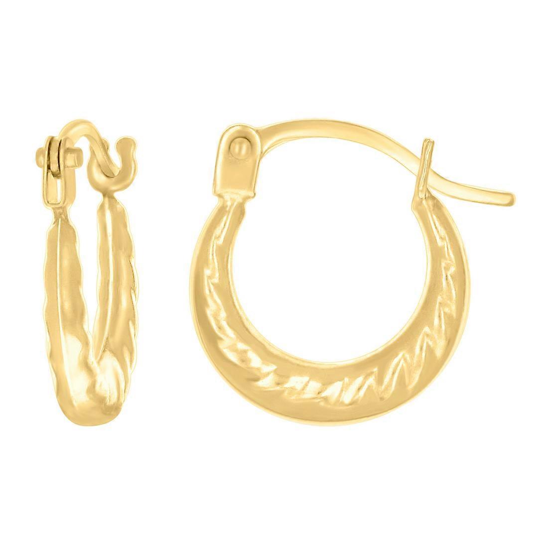 14Kイエローゴールドレディースパターンファッションフープイヤリング11.9x11.1mm女性用ワイドフープイヤリング