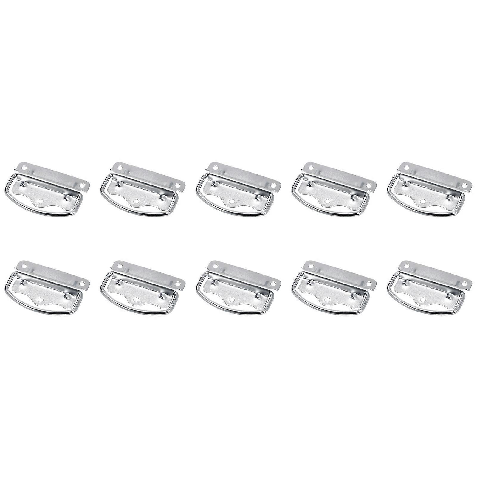 Chest Ring Pull Handle 80mm 10Pcs Iron Folding Handle for Home Door Chest Toolbox Silver