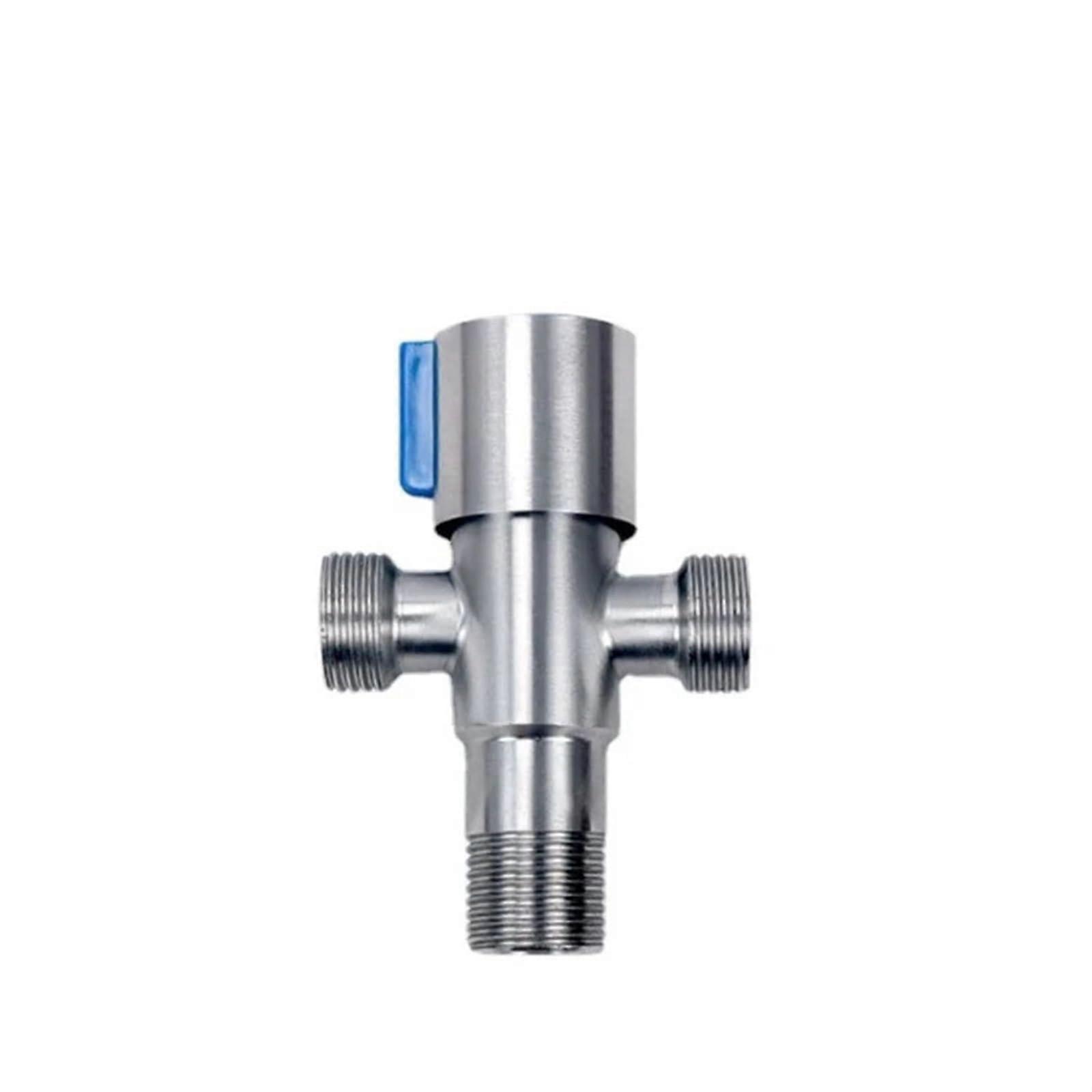 Stainless Steel Angle Valve Filling Valve, 3-Way, One Inlet Two Outlet, G1/2 Threaded Standard, Faucets 1-Piece