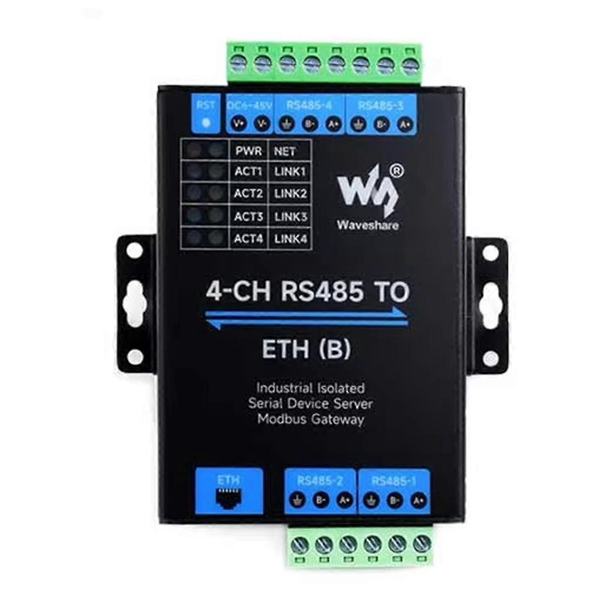 Prise en charge du convertisseur Ethernet industriel 4CH RS485 vers ETH isolé Modbus/MQTT/JSON industriel DIN-Ra