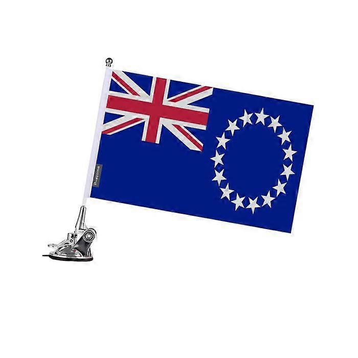 Flag - Cook Islands - 27x35 cm - Suction Cup Pole - Polyester - Double-sided Print