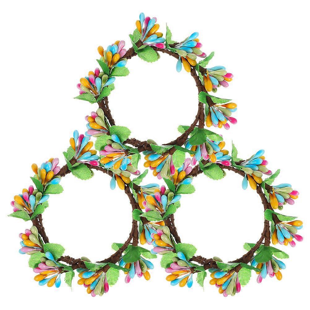 3pcs Artificial Berry Candle Rings Easter Wreaths for Home Decor Table Centerpieces Springtime Colorful Tiny Wreaths Realistic Design Festive
