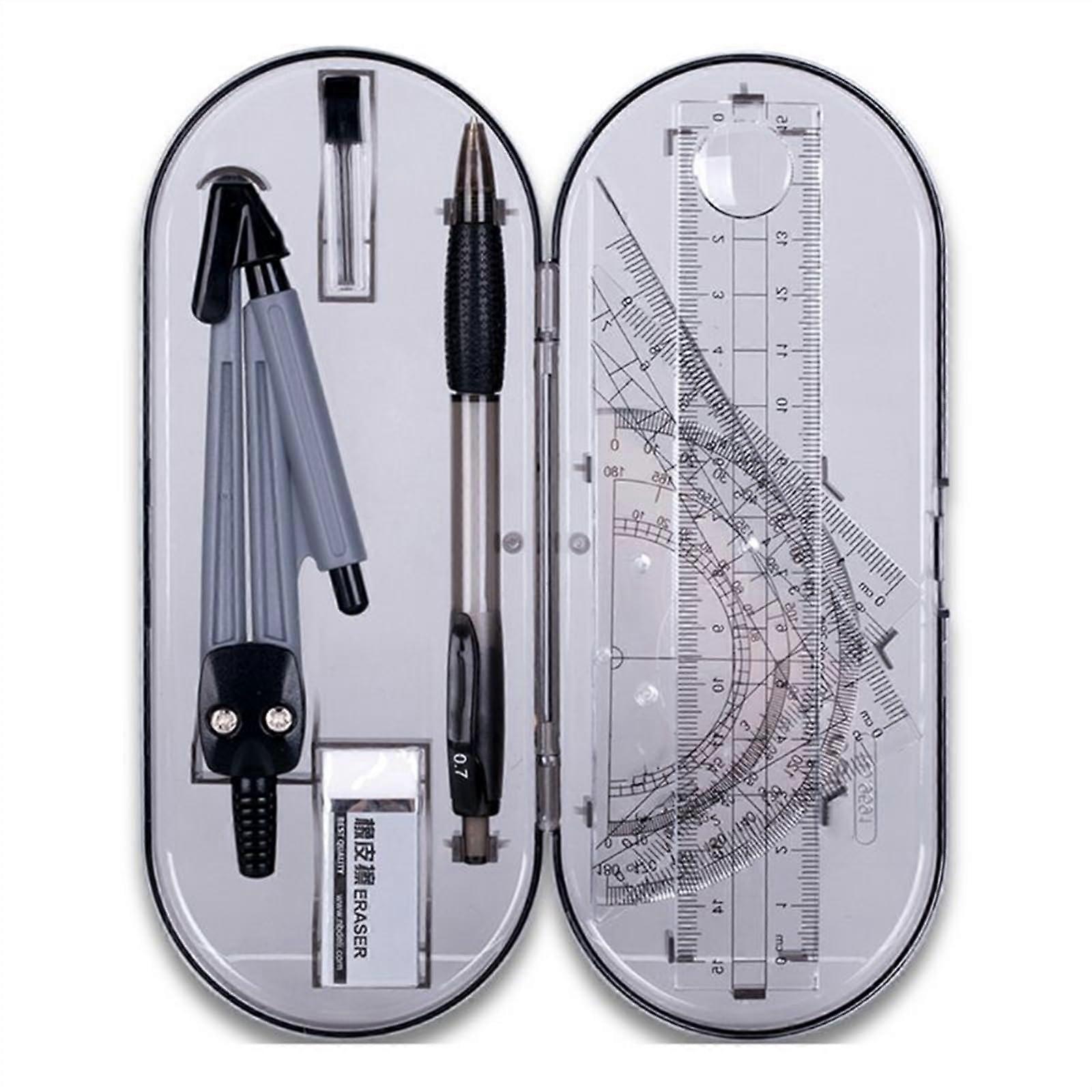 Angle Ruler 8 Piece Math Geometry Kit For Students And Engineering Drawing, Includes Drawing Compass