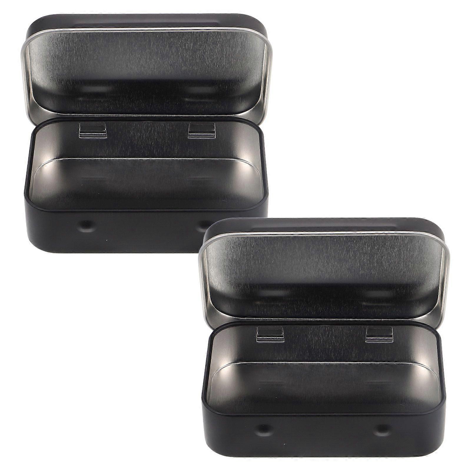 2pcs Rectangular Metal Tin Box With Lid Mini Storage Container Portable Tin Cans For Keys Candy For Home Office Travel