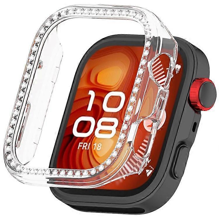 Compatible For Huawei Watch Fit 4 Clear Watch Case Rhinestone Decorative Hollow Design PC Watch Cover