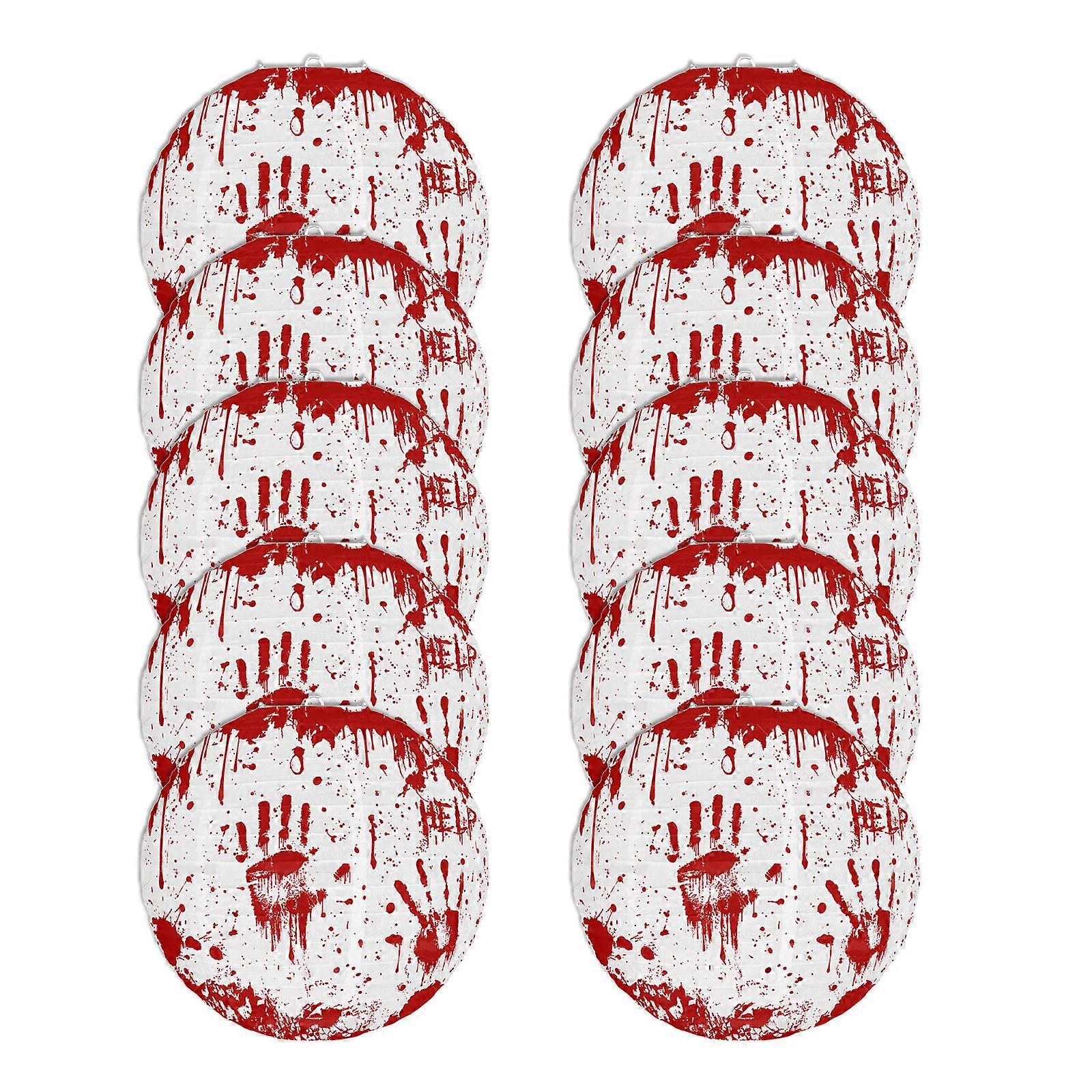 Zestaw 10 imprez Halloween i dekoracji ogrodowych Przenośne krwawe palmy w kształcie papierowych świateł do upiornego ogrodu Halloween