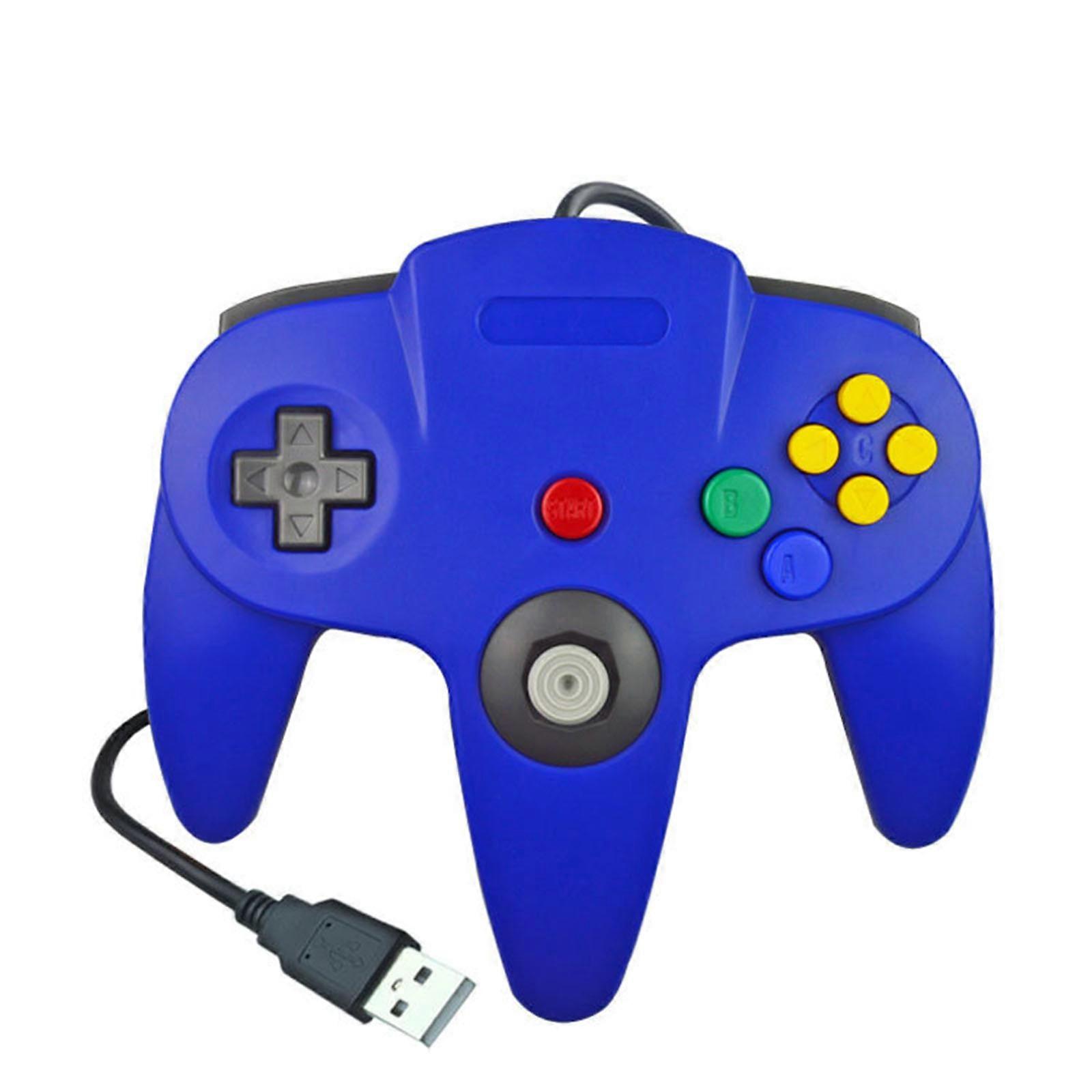 USB Wired Gamepad for NS 64 Host N64 Controller Gamepad Joystick for Computer Laptop  Blue