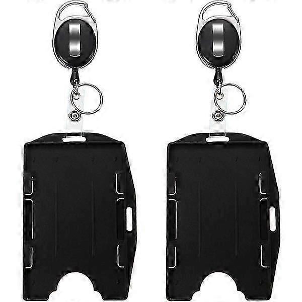 2-Pack Card ID Holder with Extendable Badge Roll, Secure Badge Holder for Work and Travel