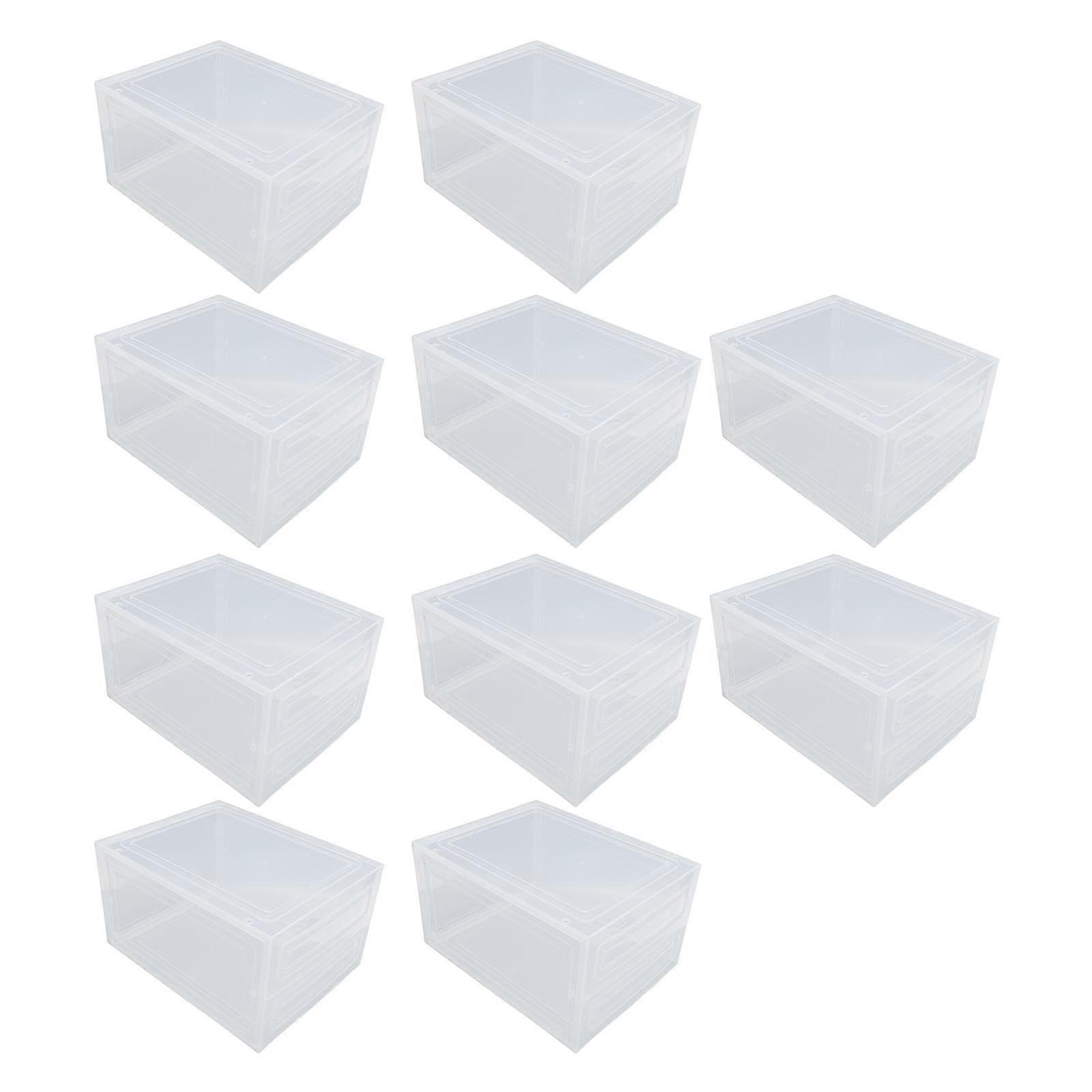 Shoe Storage Box Thick Side Opening Space Saving Transparent Stackable Shoe Organizer Foldable Shoe Rack Container Holder for Shoes Clothes 10 pack 