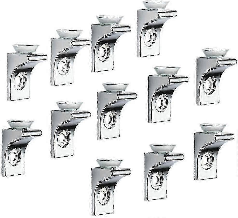 12 Pcs Zinc Alloy Chrome Shelf Brackets with Suction Cups
