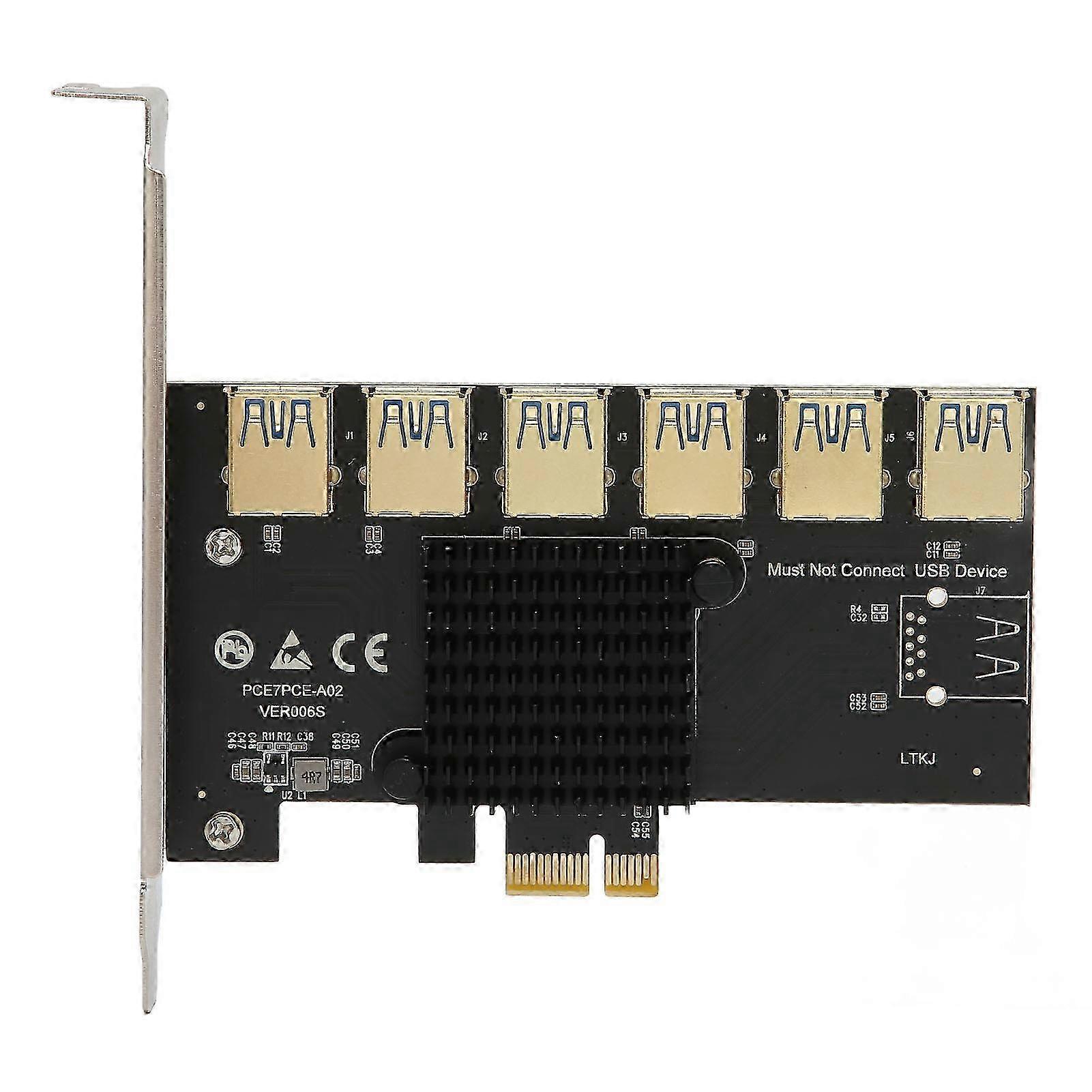 PCIE 1 to 6 Riser Card USB3.0 Graphics Extension Easy Install Compatible PCIE 1 to 6 Adapter Card