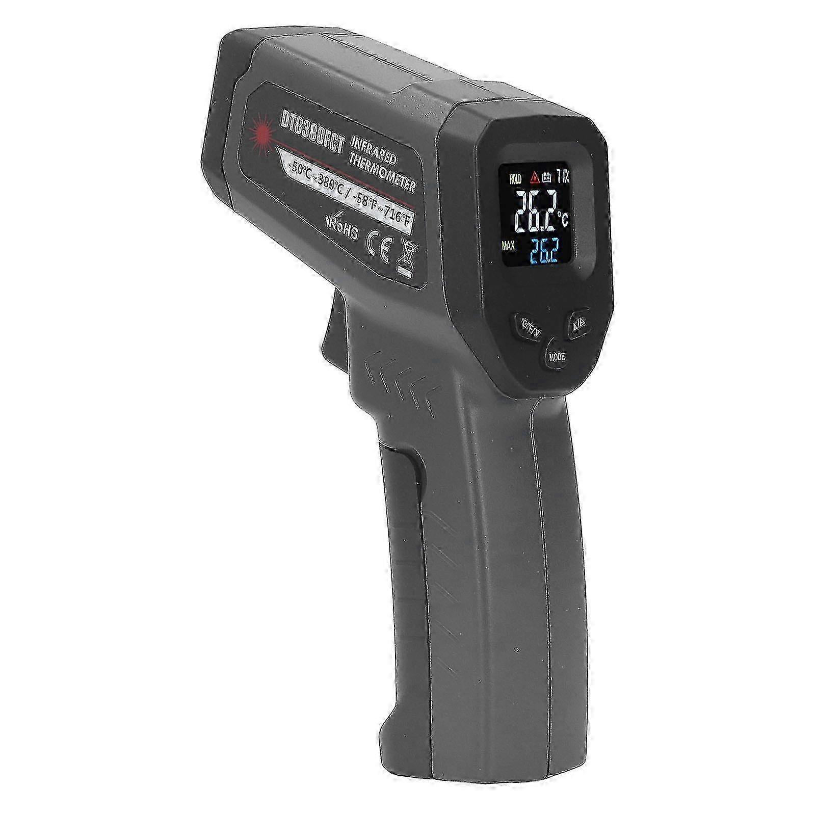 2025 Infrared Thermometer for Cooking Food Temperature Gun Adjustable 12:1 Emissivity Digital Backlit LCD Display Green