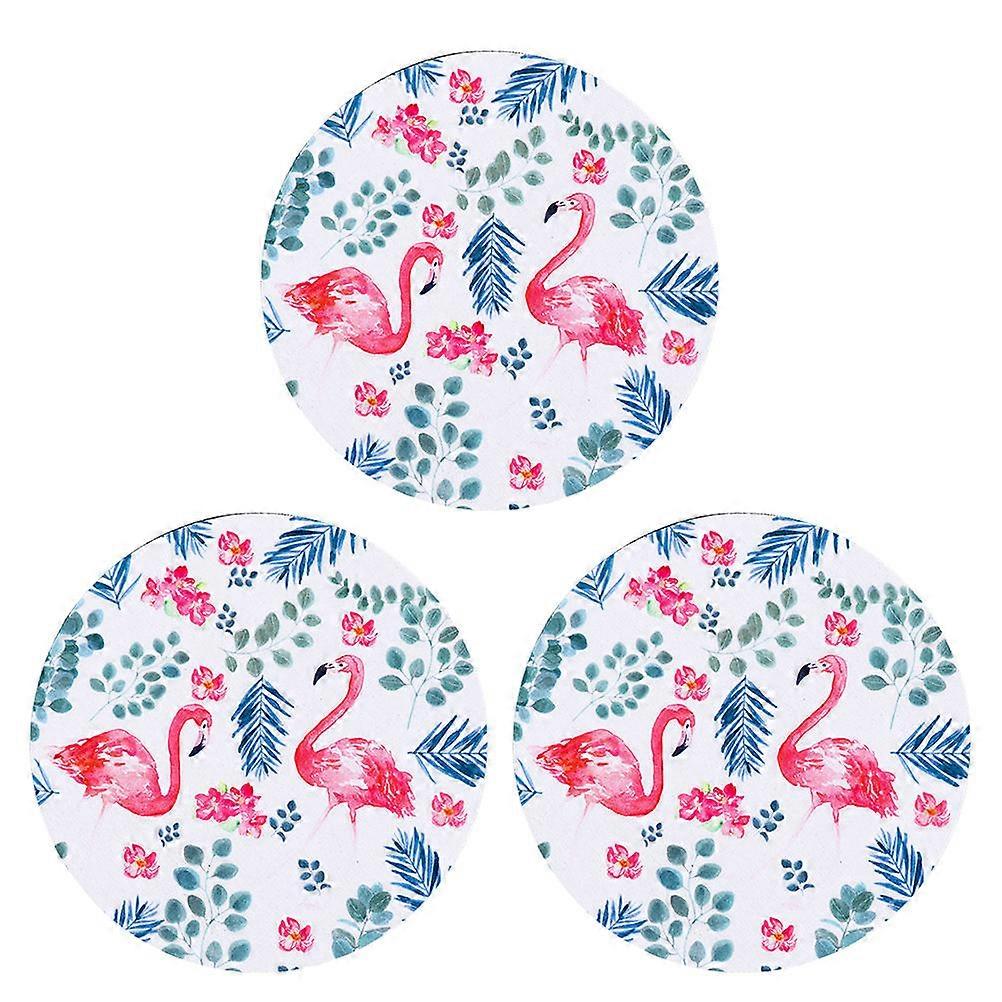 Cute Round Mouse Pad Accurate Positioning Flamingo Design Office Use 7.86x7.86x0.12inch 3Pcs