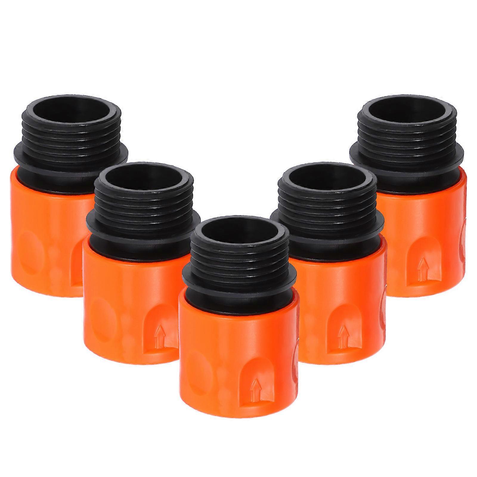 Quick Connect Hose Fittings Leakproof Connection Garden Use Orange 5Pcs
