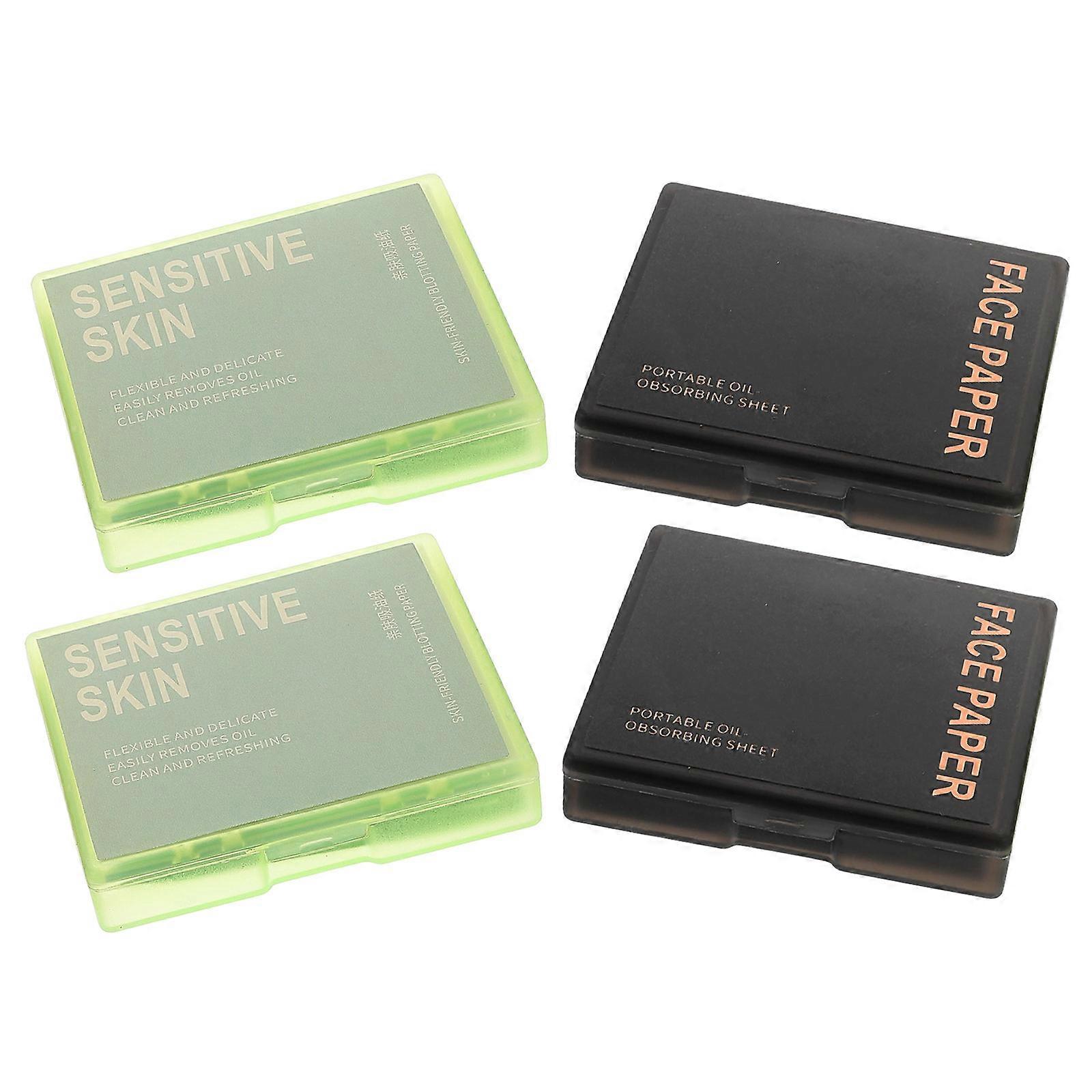 Oil Absorbing Sheets For Oily Skin Users Makeup Touch-up Compact Case Travel Assorted Color 4Sets