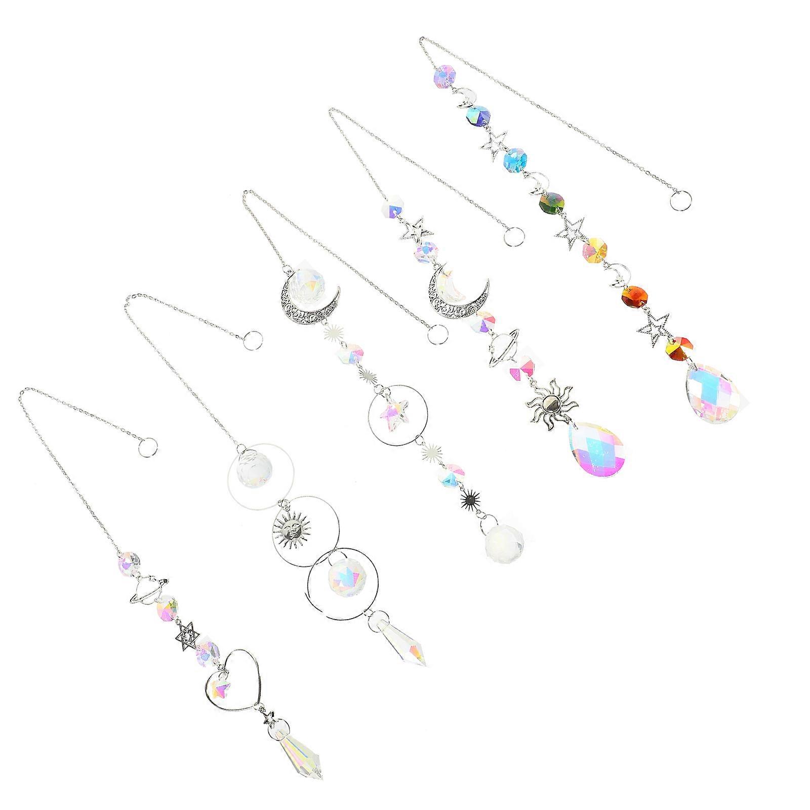 Hanging Crystal Decoration Sunlight Reflection Multicolored Bedroom 5Pcs
