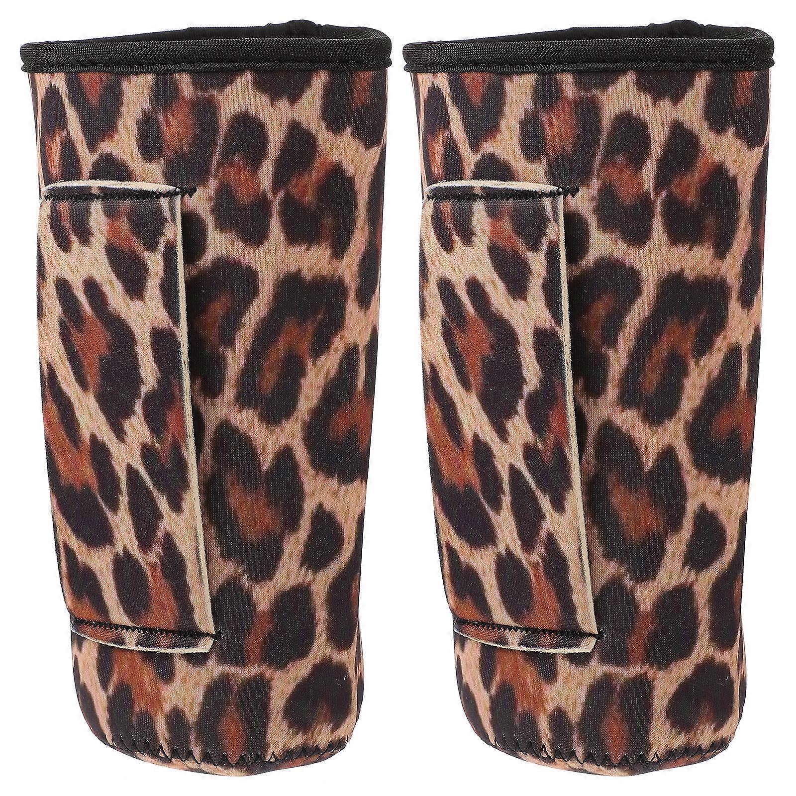 Leopard Print Reusable Coffee Sleeves for Cold Drinks – Comfortable Handle Cup Holder Design for Iced Beverages, Perfect for Coffee Lovers and Daily