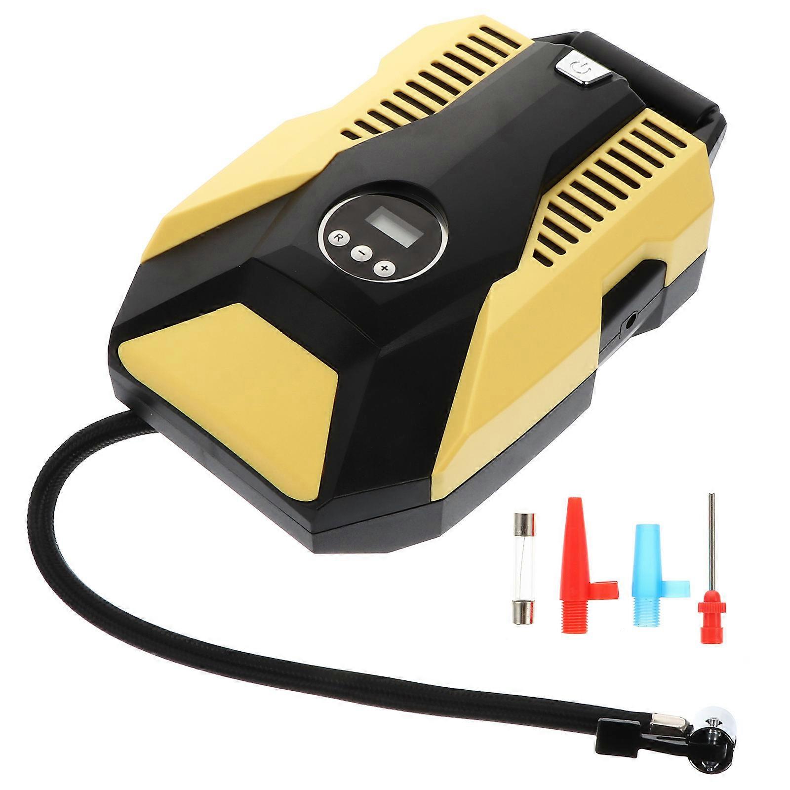 Portable Car Air Compressor with Digital Screen for Tire Use Yellow 2 8m Cable 0 7m Pipe