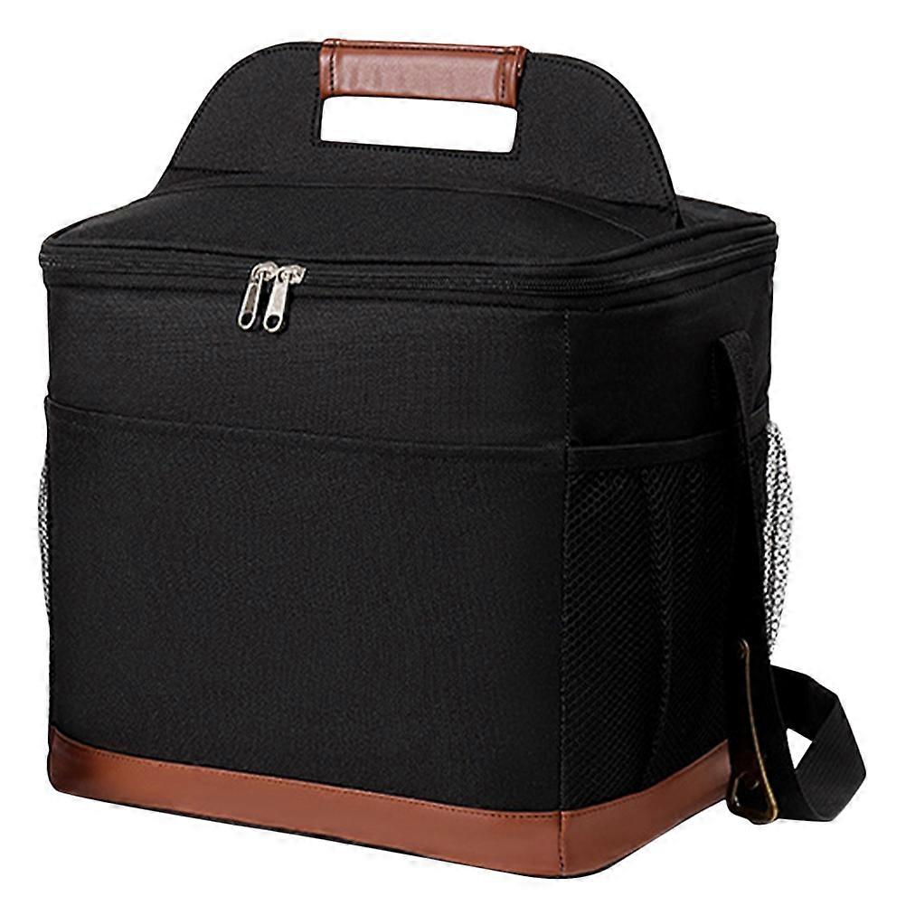 Insulated Lunch Bag Large Capacity Thickened Portable Cooler Bag for Work College Picnics Outdoor Activities with Front Zipper Pockets for Cutlery