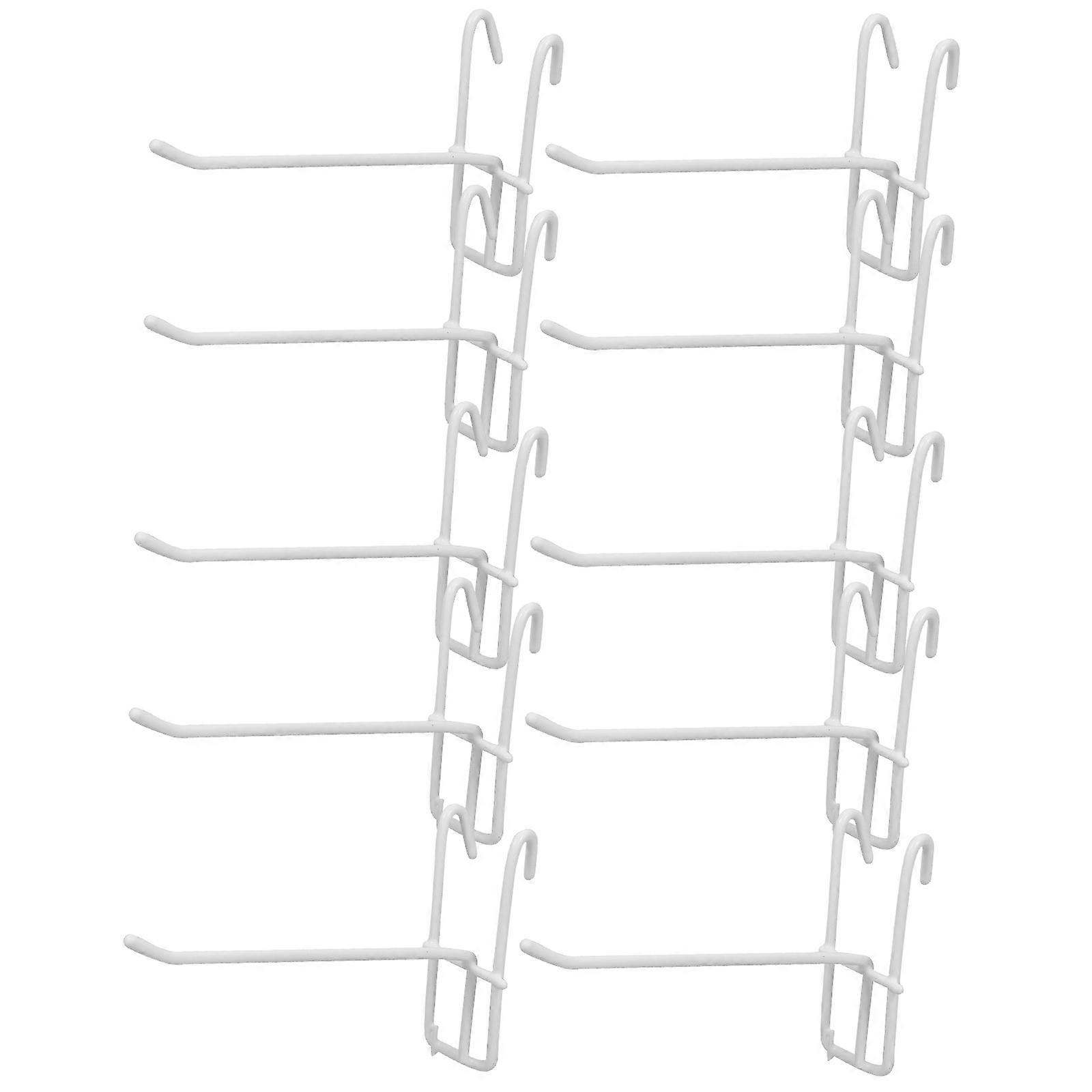 10pcs Multi Use Iron Hooks for Wall Hanging Display – Lightweight White Grid Panel Accessories for Home Organization and Item Display