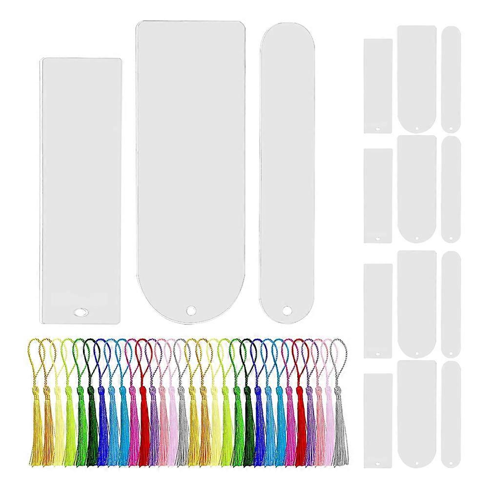 30pcs Acrylic Bookmarks with Tassels – Lightweight Transparent Blanks for DIY Crafts, Reading Accessories for Writers & Book Lovers