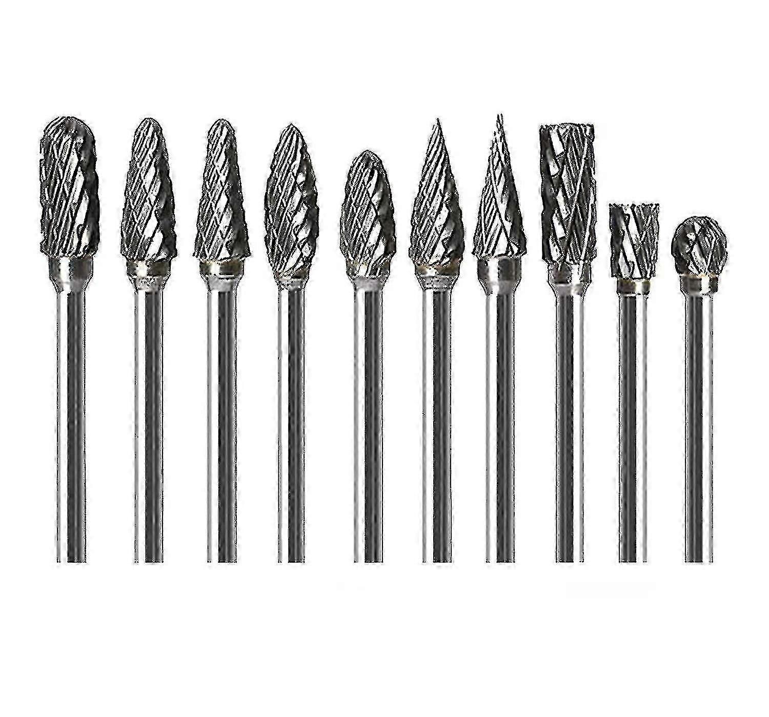 10pcs Wood/Metal/Marble Carving and Grinding Rasp Set with 3mm Shank