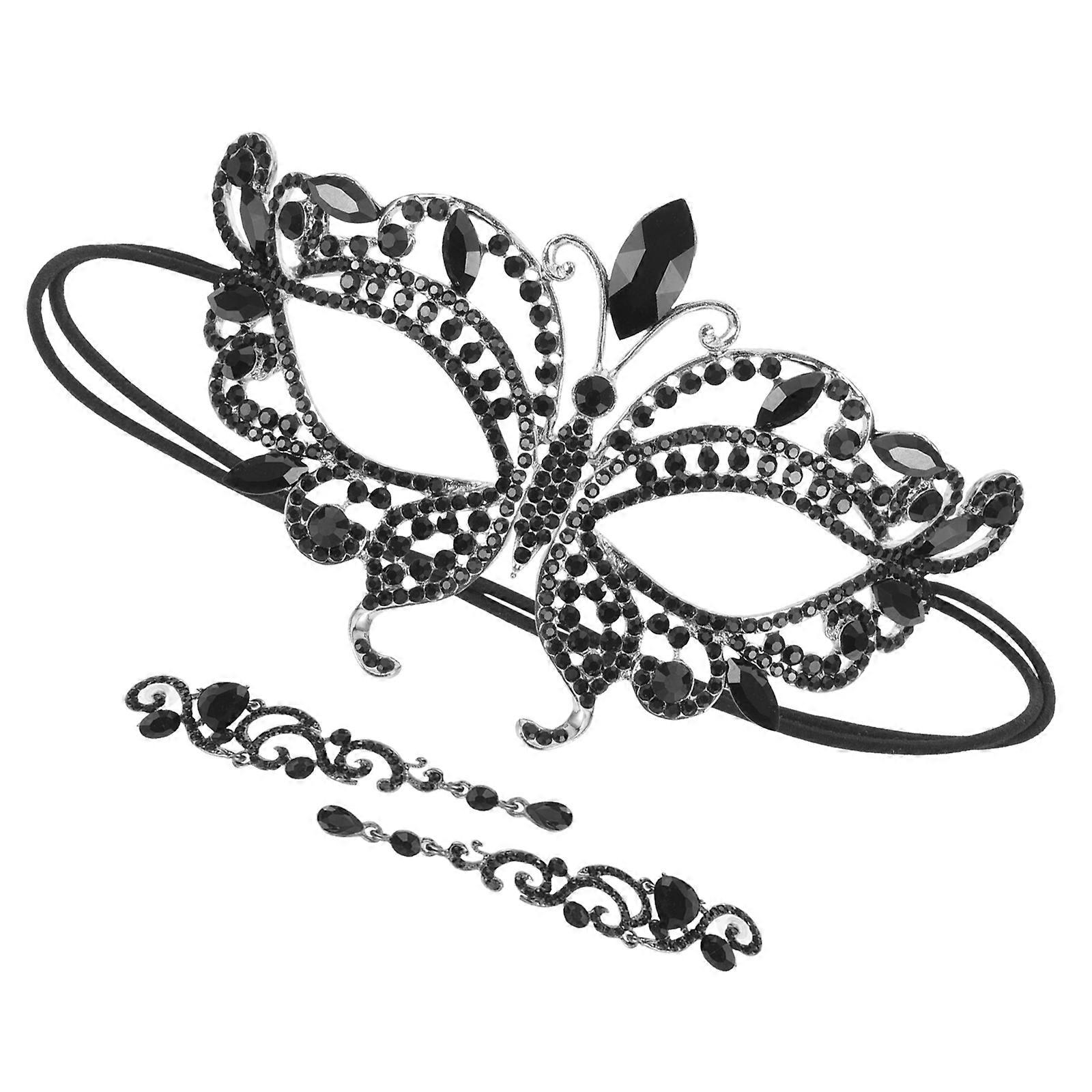 Gras Mask Craft Cosplay Stage Performance Black Alloy Costume Prop 1Set