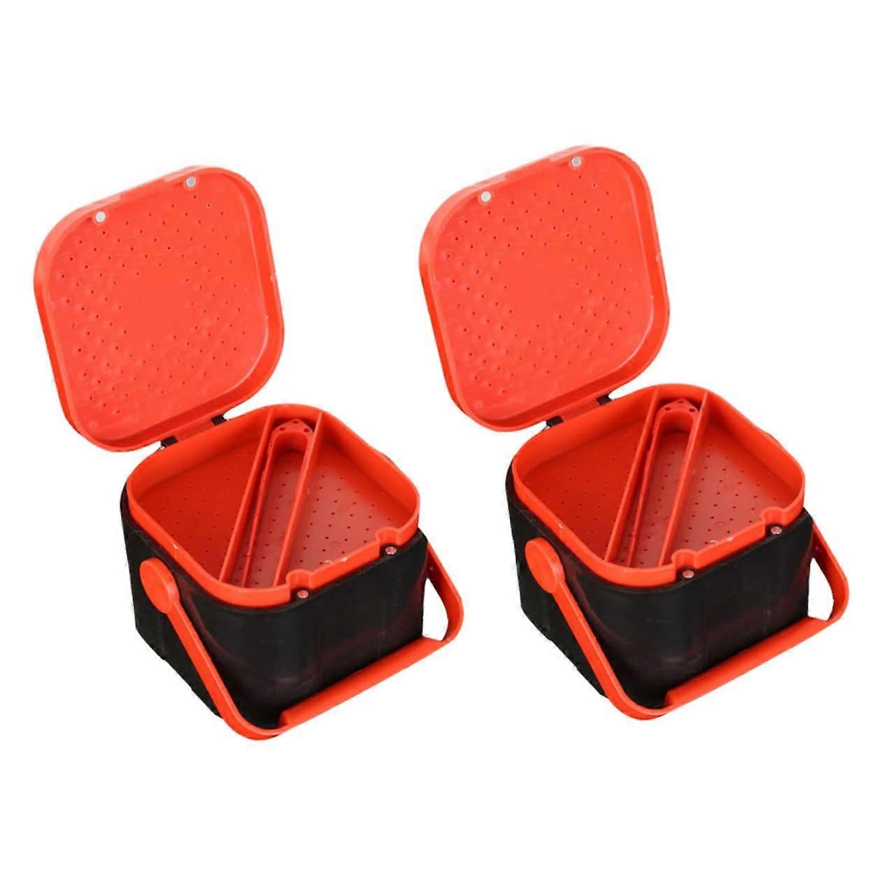 Breathable Worm Storage Box - 2 Pack Compact Live Bait Container with Magnetic Closure for Fishing and Outdoor Use