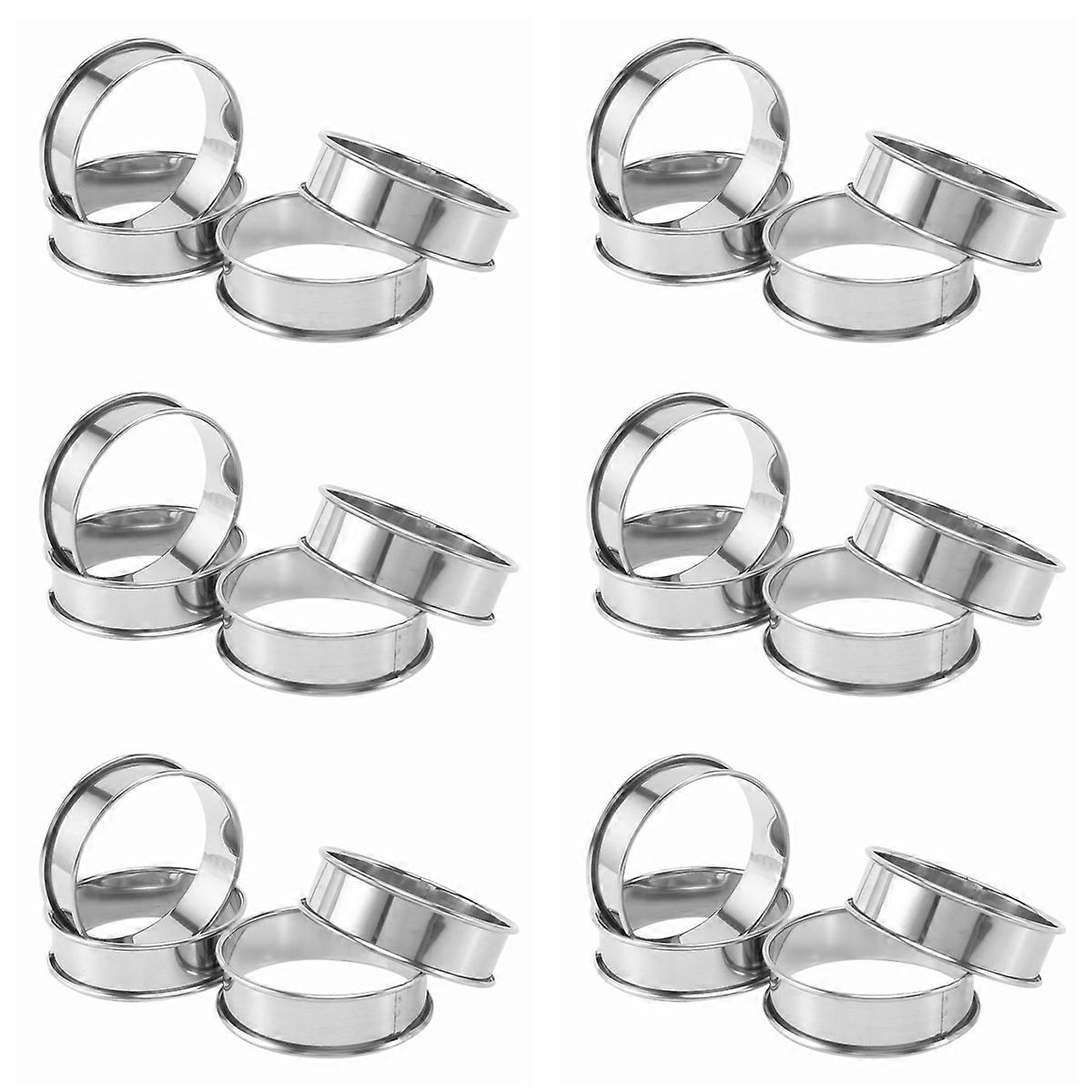 Double Rolled Tart Rings, English Muffin Rings Professional Crumpet Rings Set of 24
