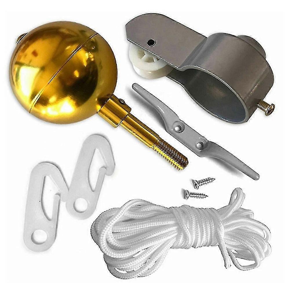 طقم إصلاح أجزاء القطب العلم 2'dia شاحنة بكرة الذهب الكرة مربط كليب حبل Halyard