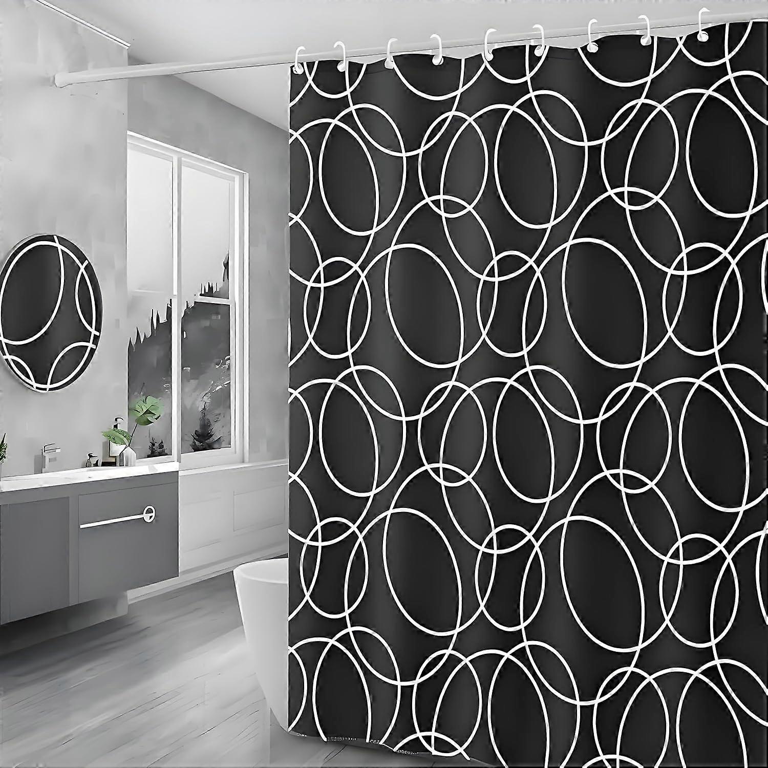Waterproof and Mildew Resistant Polyester Shower Curtain,Wave Pattern