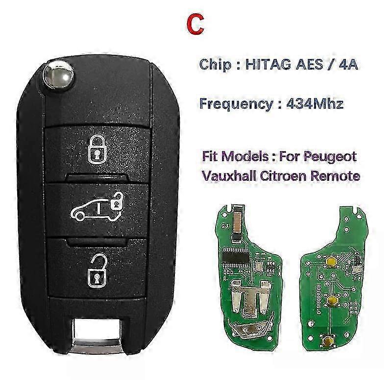CN009052 Specjalna cena na Peugeot Flip Key 4a Chip 3008 Expert 2017-2022 Citroen 433 Mhz Remote 3 Button Smart Remote