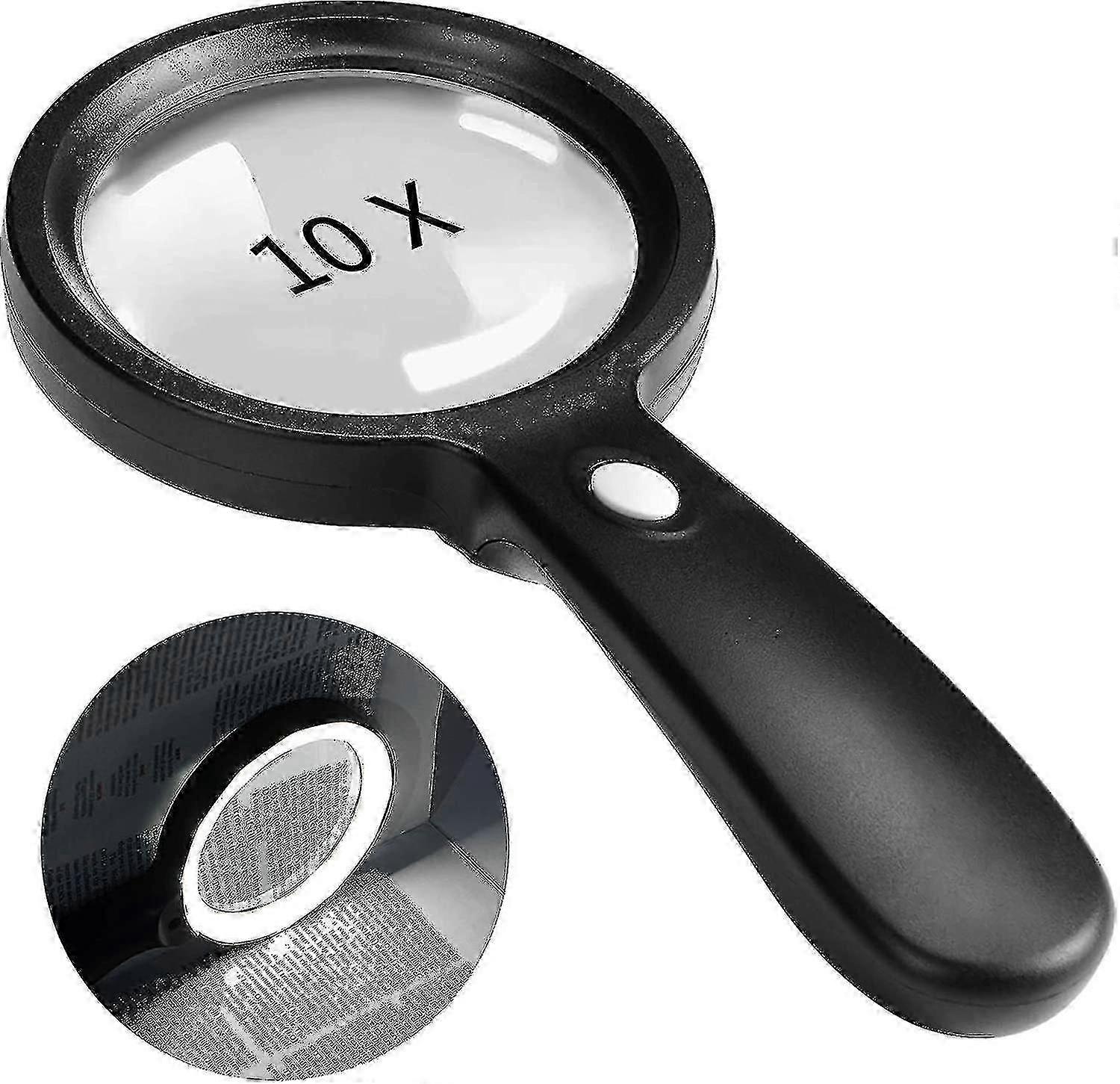 2024 10x Handheld Magnifier 12 Led Illuminated Magnifier With Light For Advanced Reading, Soldering, Inspection, Coins, Jewelry, Exploration