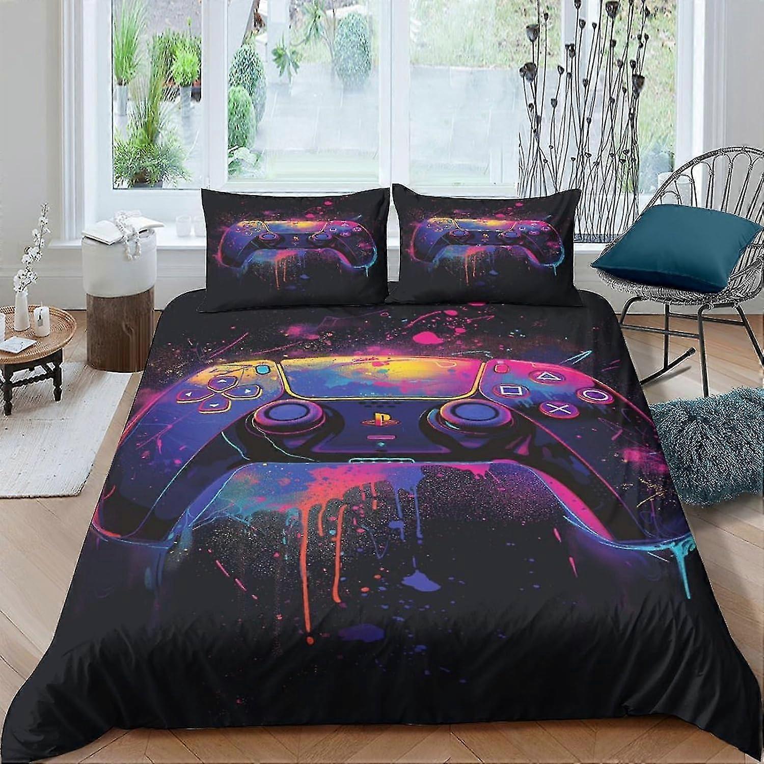Game Controller Quilt Cover 3D Printed Duvet Cover Comforter with Zipper Closure Bedding Set for Kids Soft Microfiber