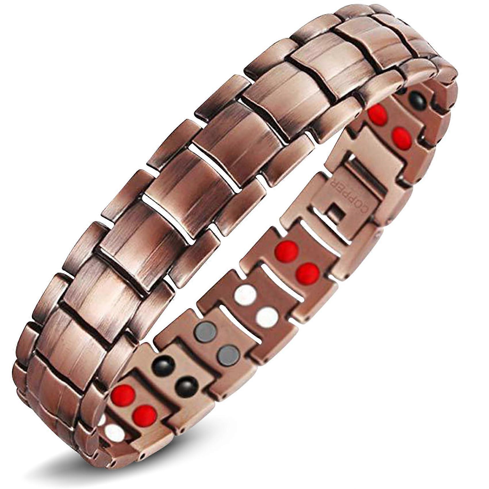 Copper Magnetic Bracelet Copper Bracelets for Men with 4 Element Magnets Double Row Copper Magnetic Bracelet with Remove Tool Gift Box