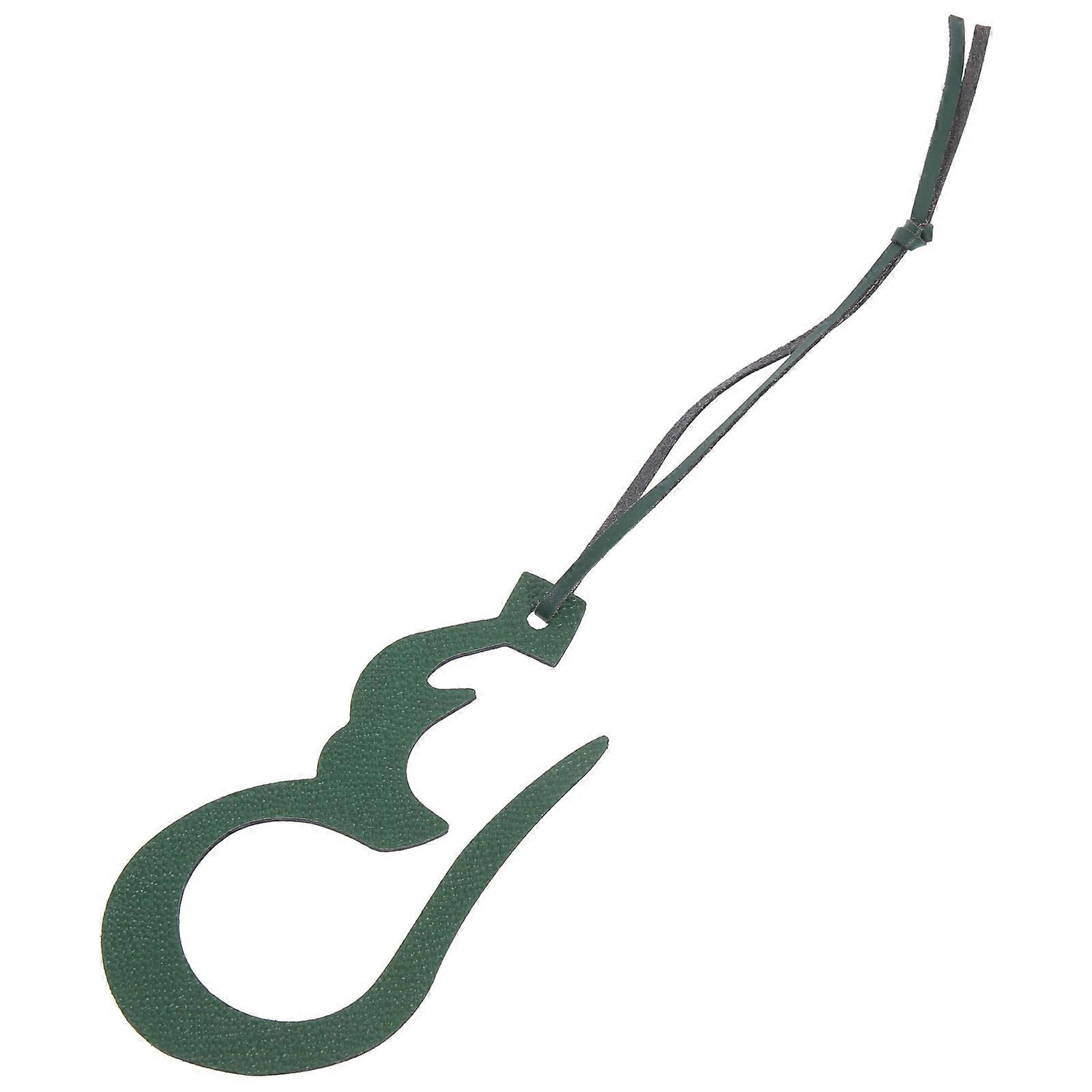 Car Rearview Mirror Pendant Minimalist Design Green Pu Leather Key Organizer For Car Decoration 1Pcs