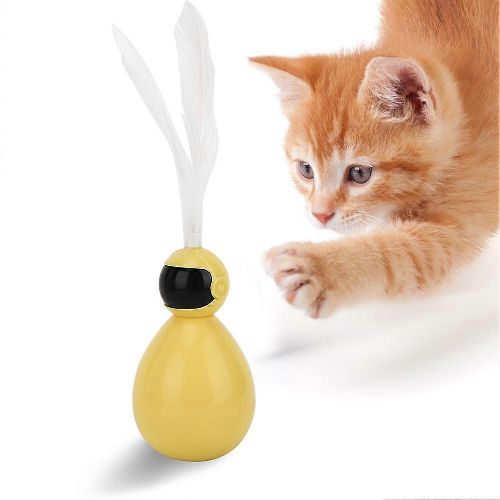 ABS Durable Pet Robot At Tumbler Swing Ball with Feather Cat Teaser Funny Toy