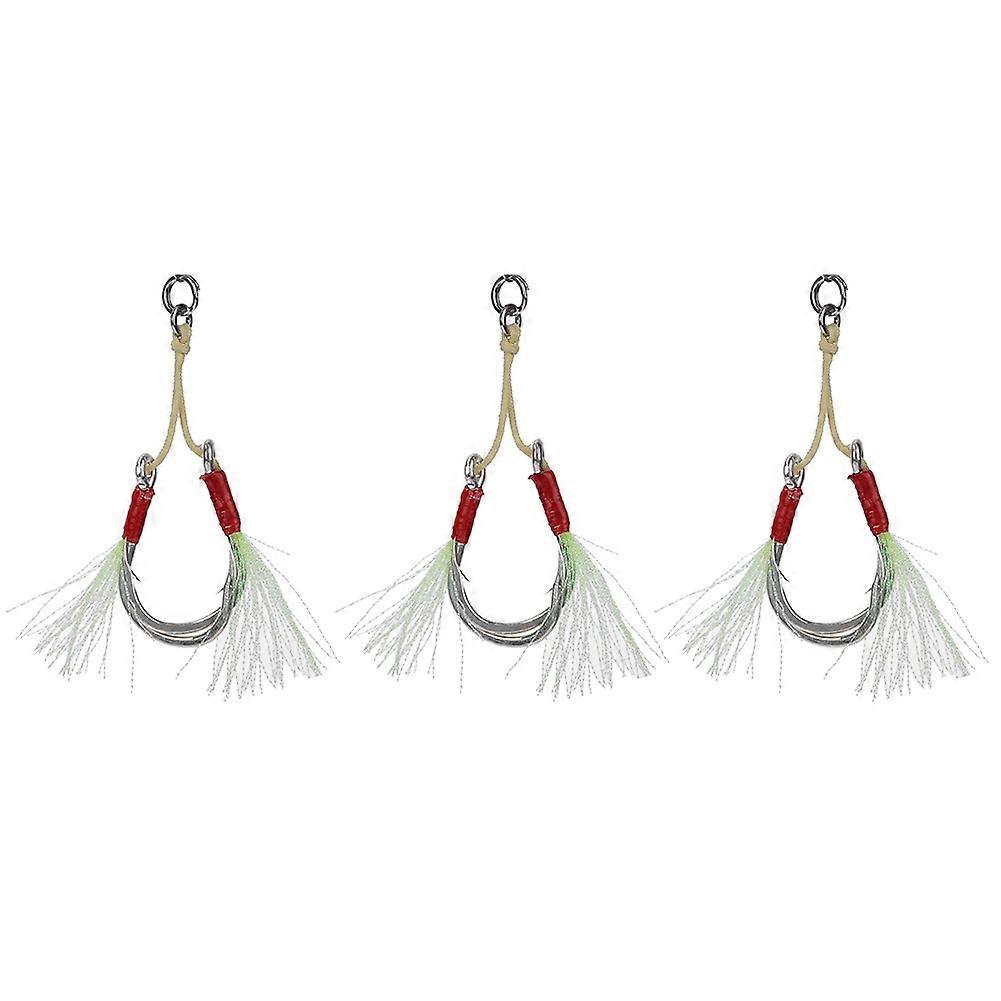 3Pcs Sea Fishing Troll Artificial Lure Saltwater Bait Sharp Hooks with Barb Tackle