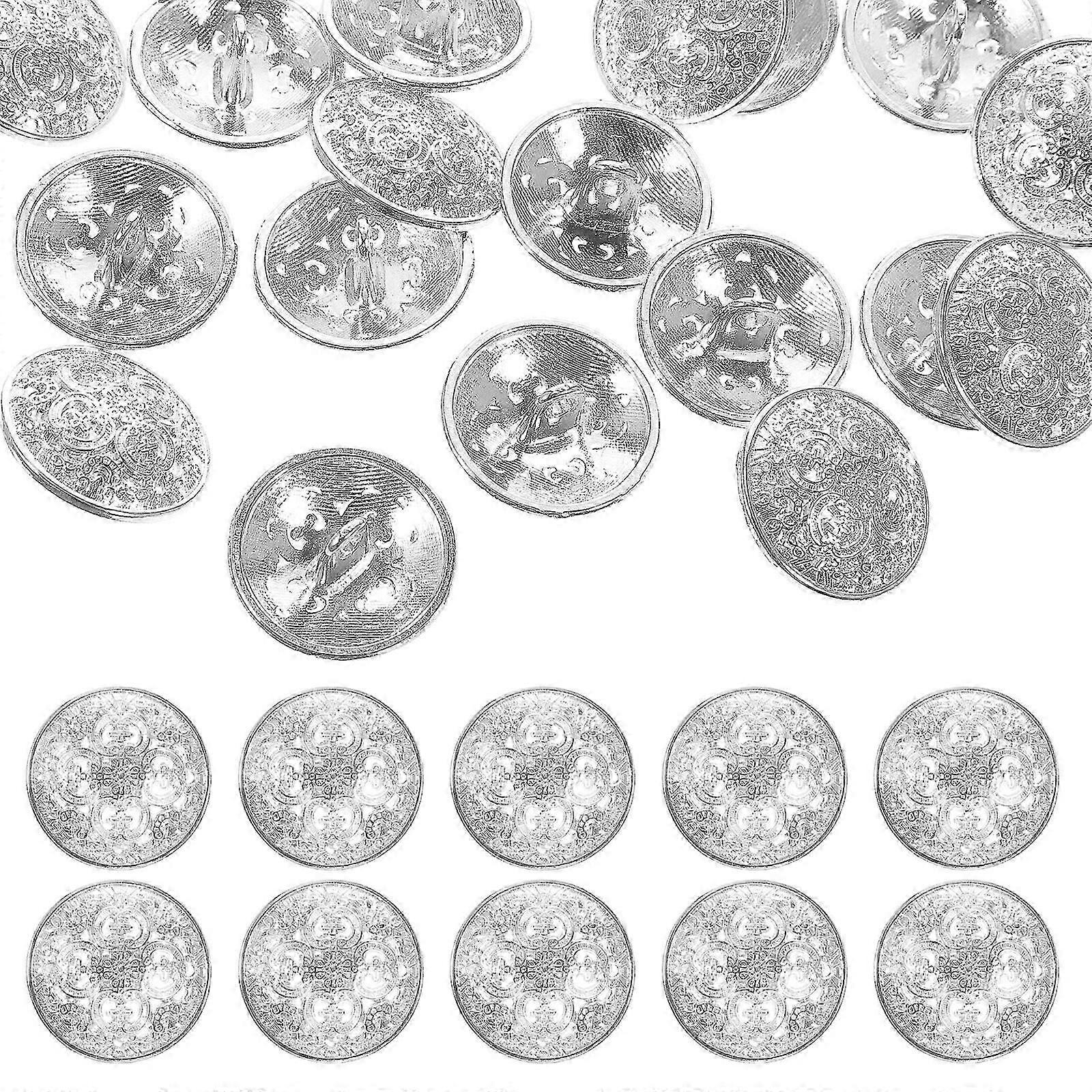 30pcs 23mm Stylish Metal Buckle Hollow-out Button Handcraft Tools Down Button DIY Sewing Buttons for Decor Use (Silver)