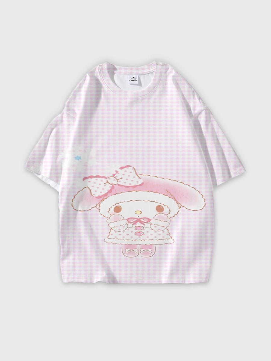 T-shirt girocollo Cartoon Pattern manica corta sciolta JW1568