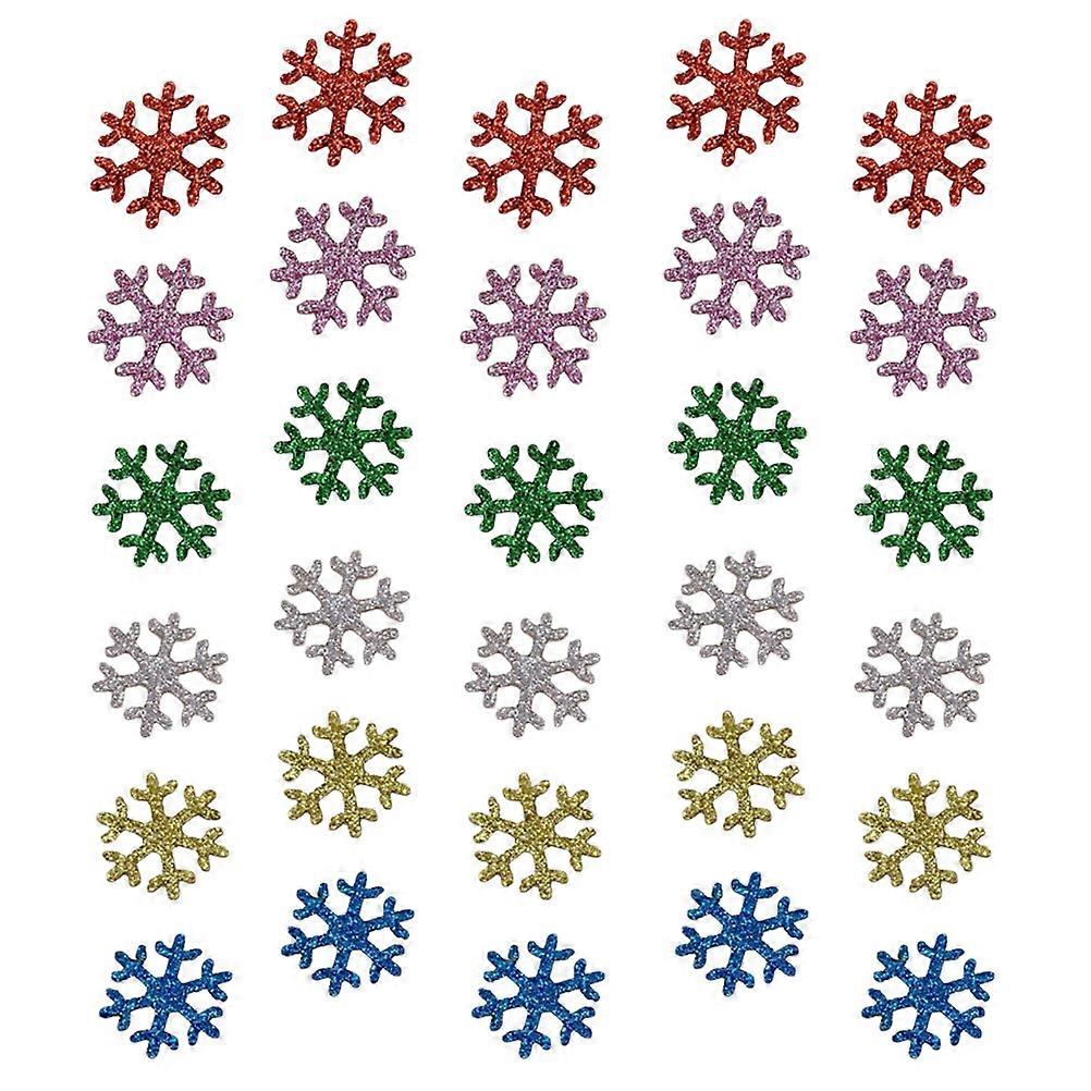 Snowflake Patch Glitter Snowflakes Crafts Christmas Design Assorted Color 2X2cm DIY Craft 60Pcs