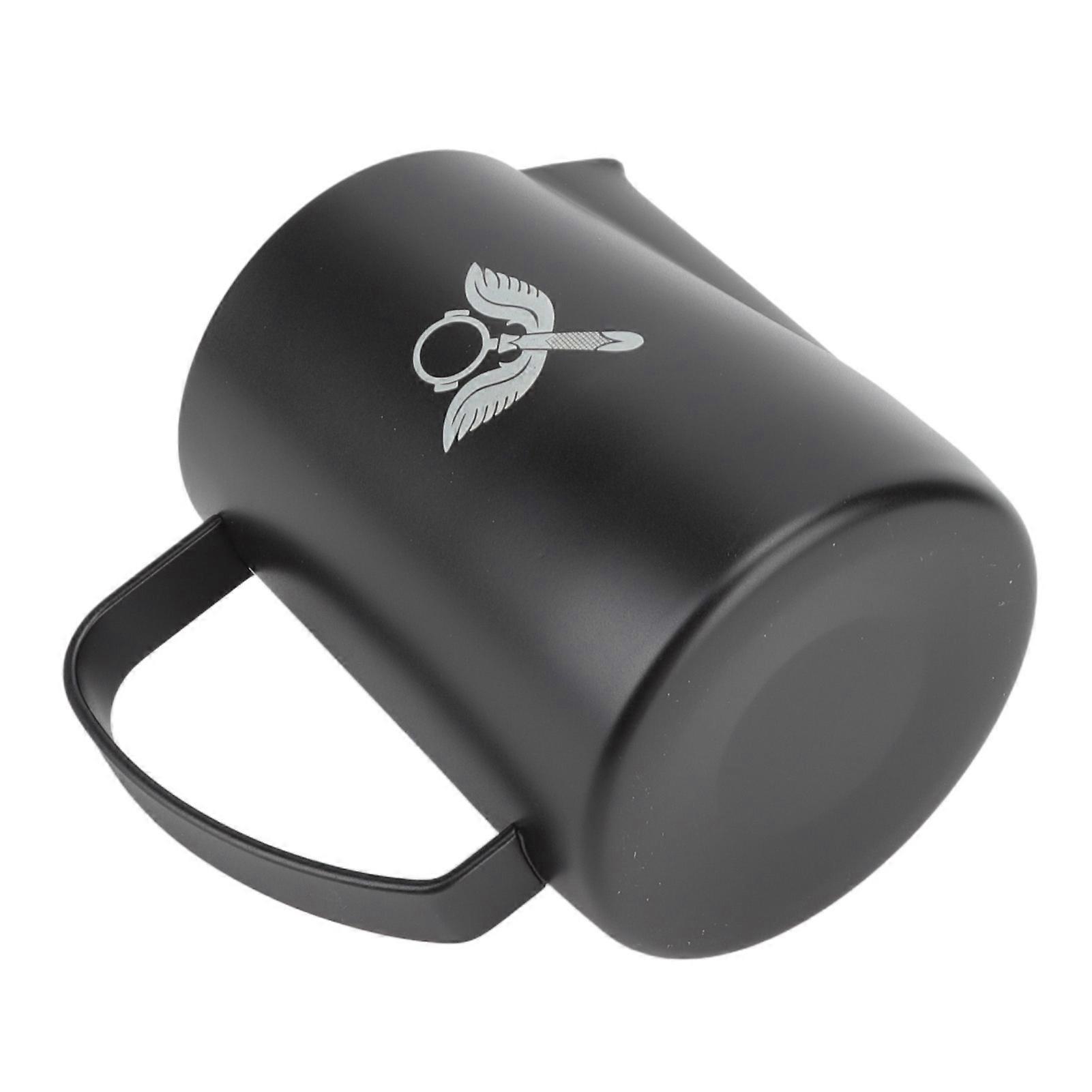 Frothing Cup Prevent Spilling 304 Stainless Steel Milk Frothing Pitcher with Handle for Coffee Making 600ml Black